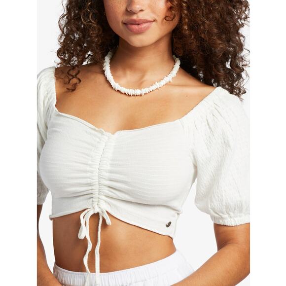 NWT ROXY Snow White Flirty Walk Ruched Cropped Top Size XXL - Picture 4 of 9